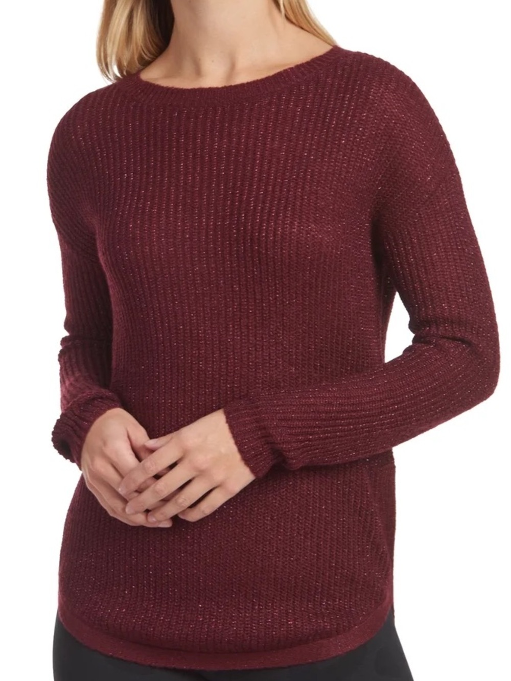 BeachLunchLounge NWT Luna Bugundy TencelCurvy Hem Sweater
